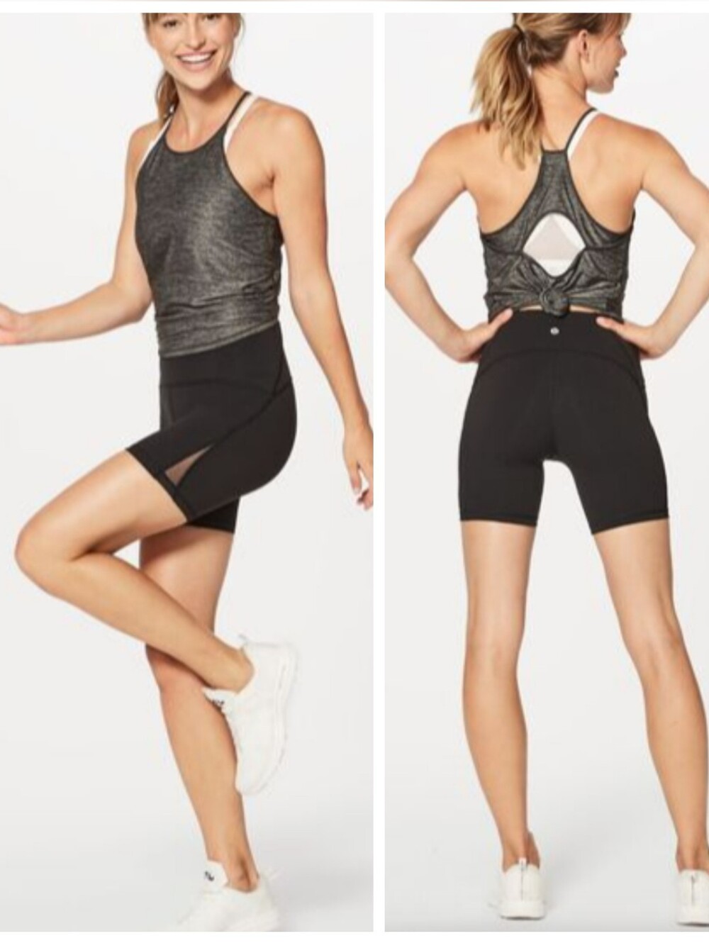 Lululemon Womens Black Train Times Bike Short Size 6 Side Mesh Details Mid-Rise